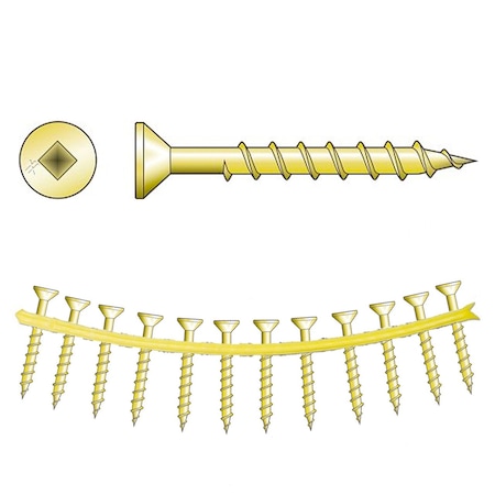 Quikdrive Wood Screw, #8, 1-1/4 in, Yellow-Zinc Coated Flat Head Square Drive WSC114S-17